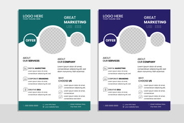 Corporate business flyer template design. Simple minimalist corporate business flyer design template.