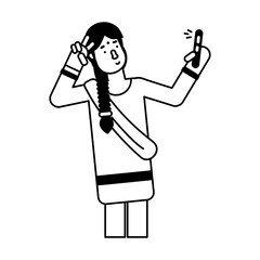 This glyph icon depicting an indian girl taking selfie 