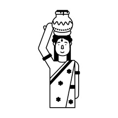 Download glyph character icon of village woman 