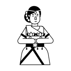 A glyph character icon of tamil bride 