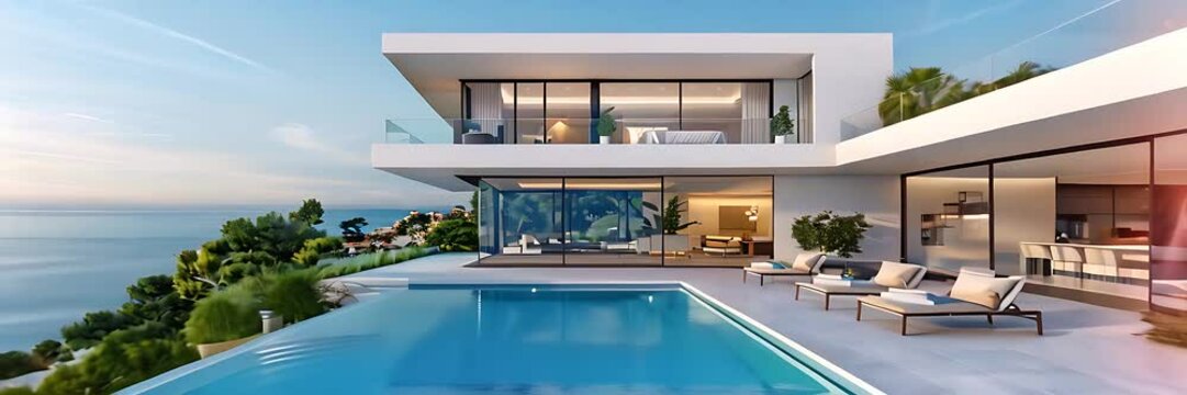 Expansive Swimming Pool Outside a House