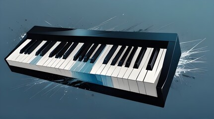 Fototapeta premium Abstract illustration piano keyboard with blue background.generative.ai