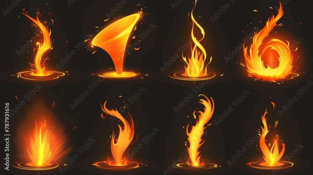 Poster spritesheet asset for mobile gui. game cartoon tornado sprite animation effect. isolated vortex wind