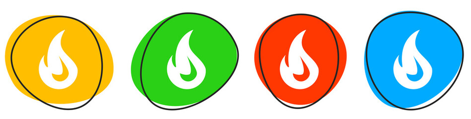 4 bunte Icons: Feuer - Button Banner