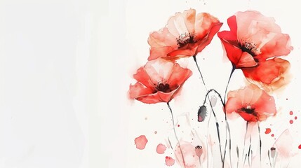 Abstract paint splash with red painted poppy. Lest we forget. Remembrance day or Anzac day symbol. With copyspace for your text. - obrazy, fototapety, plakaty