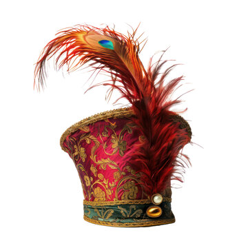 Feathered Hat of Rococo Art isolated on transparent png.