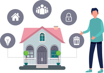 The guy is showing best features of house for rent.