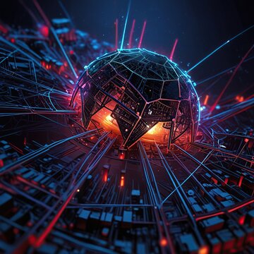 Abstract background with connected lines and dots. Network connection structure