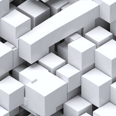 Abstract 3D cubes, Seamless white pattern. Endless background.