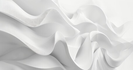 abstract elegance in white silk waves - obrazy, fototapety, plakaty