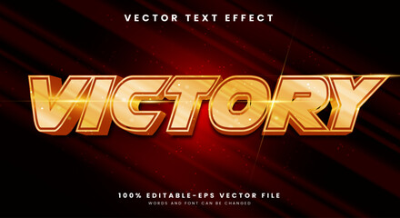 Victory 3D editable Text effect Template with gold style