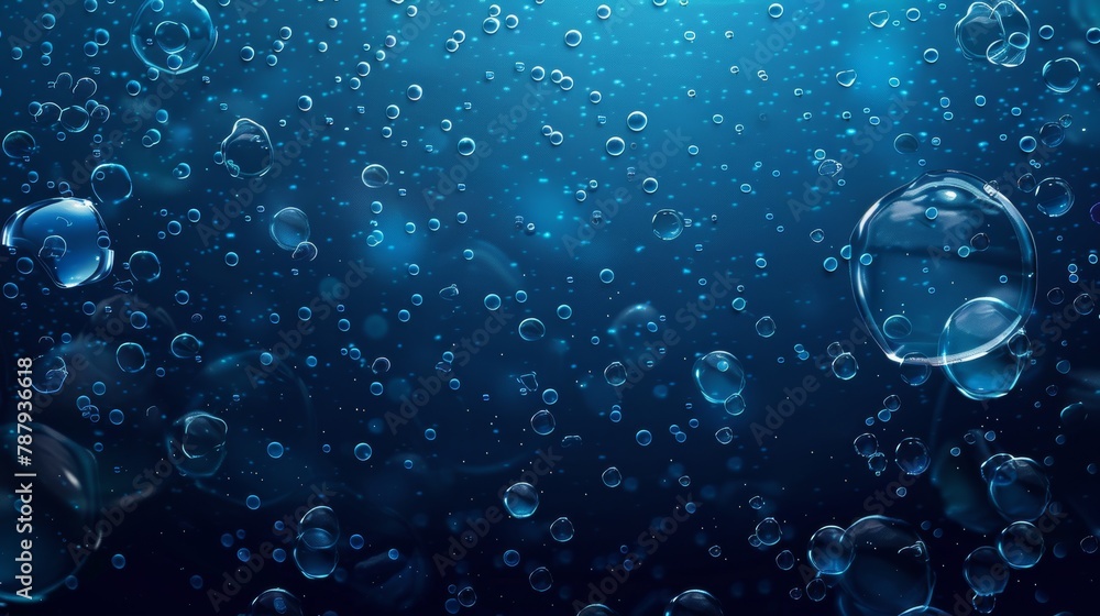 Poster modern illustration of rainwater drop bubbles on a glass surface. image with realistic clear condens