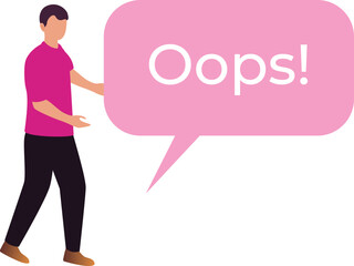 A boy puzzled by chat bubble error symbol, indicating communication problem.