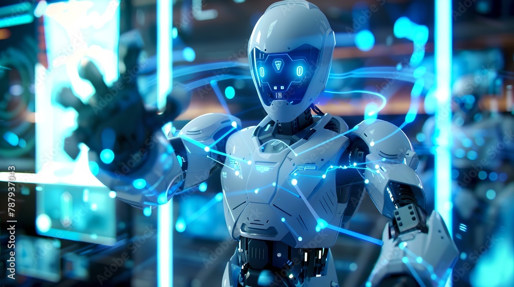 Aufkleber ai robot with futuristic interface. high-tech cyborg in a digital world. autonomous artificial intel