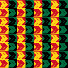 Obraz premium seamless geometric pattern with triangles in different yellow, red, green and black Ghana flag colors