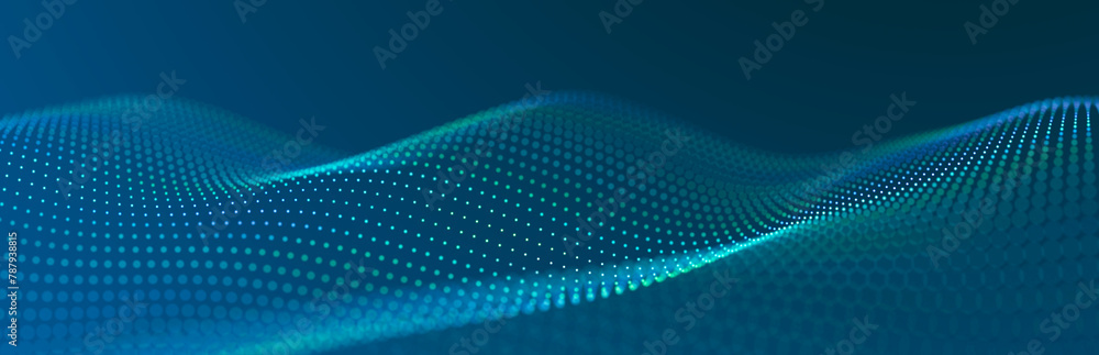 Poster technology background. honeycomb concept. big data. hexagonal space with connected dots and lines. 3