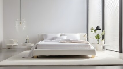 A white bed set apart against a clear backdrop