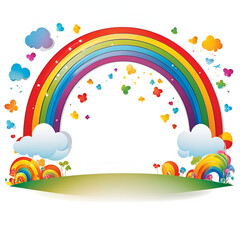 empty-background-on-invitations-with-various-small-and-cute-rainbows-drawing-only-around-the-backgr..Generative AI
