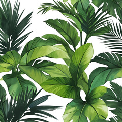Default_White_background_green_tropical_plant_leaves_painted_i_1