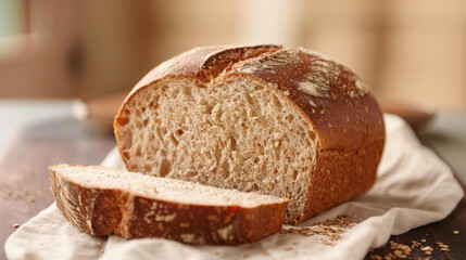 Soft Textured Wheat Bread with Sliced Loaf