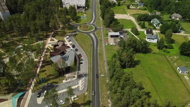Aerial View of Country Side road with Cars