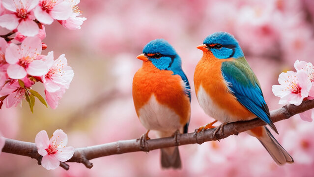 The image shows two birds sitting on a branch.