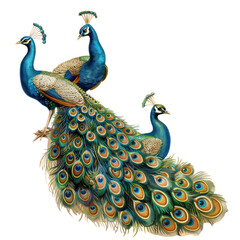 Obraz premium Peacock of Rococo Art isolated on transparent png.