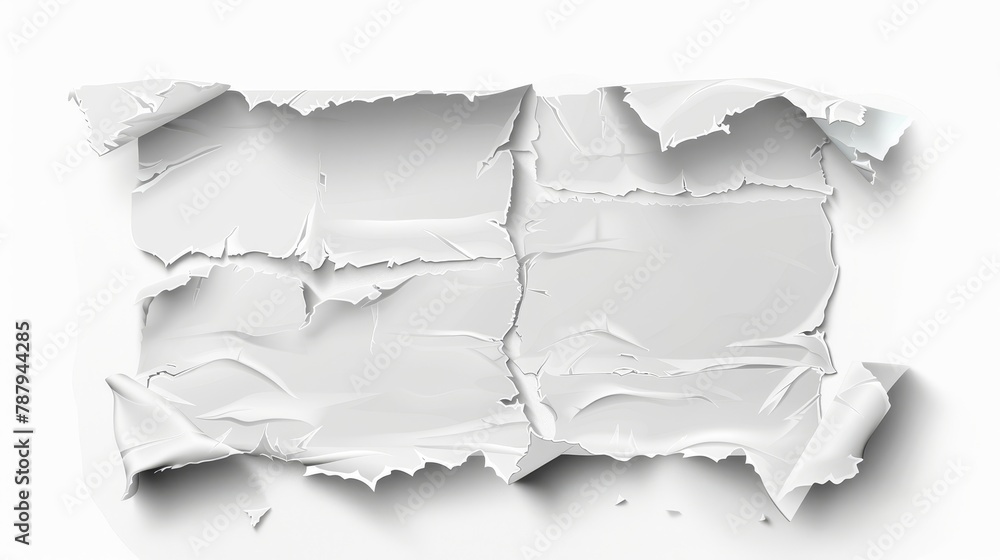 Poster realistic white blank polyethylene package material element with crumple modern set containing a pla