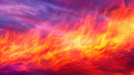 Radiant abstract flames reflect twilight's beauty in orange and purple hues.