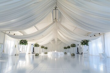 Wedding marquee with elegant white décor