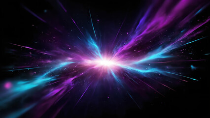 Abstract background in blue and purple neon glow colors on black
