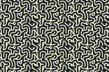 Monochrome abstract maze seamless pattern with a modern twist