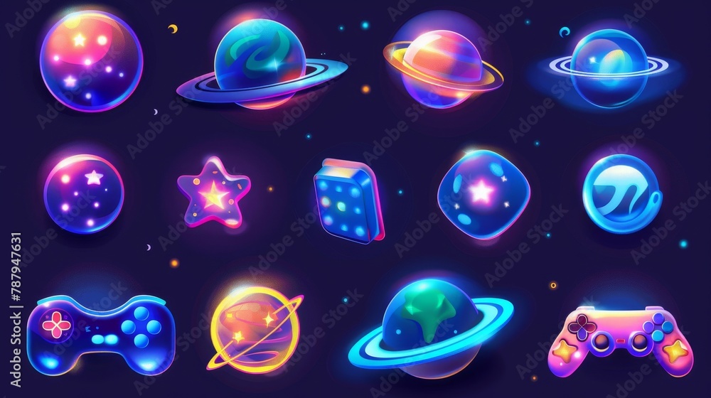 Aufkleber the metaverse isolated world graphic kit for videogame user interface. 3d icon cartoon modern elemen