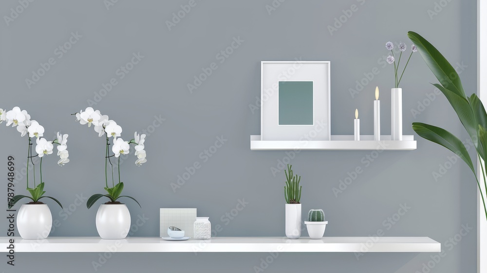 Poster mockup of a horizontal photo card frame set with an empty white background.