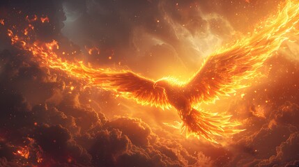 Phoenix Coin Brilliance: Illuminate the Cryptocurrency Frontier - Witness the Rise of Digital Prosperity. - obrazy, fototapety, plakaty