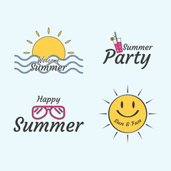 Collection of hand drawn summer stickers