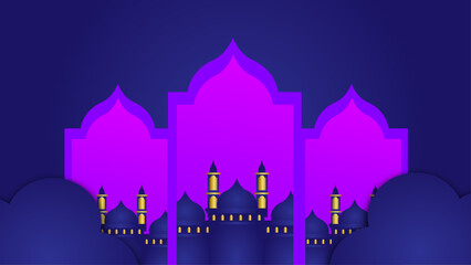 Fototapeta premium realistic ramadan blue background