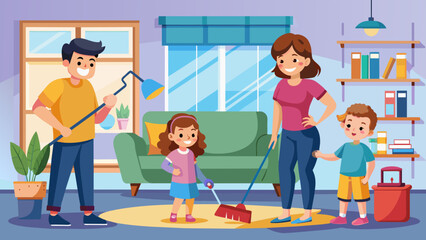 family-cleaning-house--father--mother-and-kids