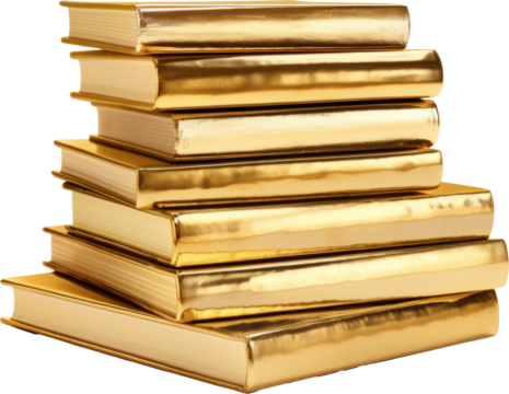 book made of gold,golden book isolated on white or transparent background,transparency