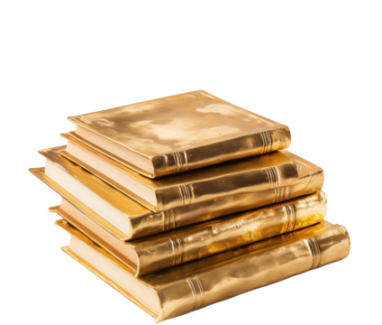 book made of gold,golden book isolated on white or transparent background,transparency