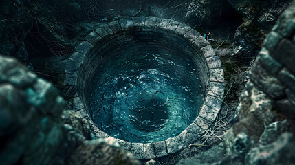 Delving into the Cursed Well:A Mystical Abyss of Otherworldly Energies - obrazy, fototapety, plakaty