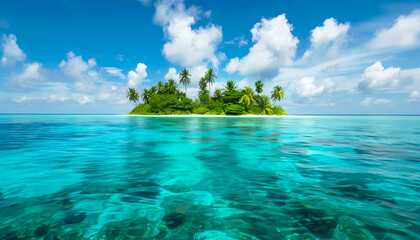 Obraz premium Tropical island paradise. Generative ai design concept art.