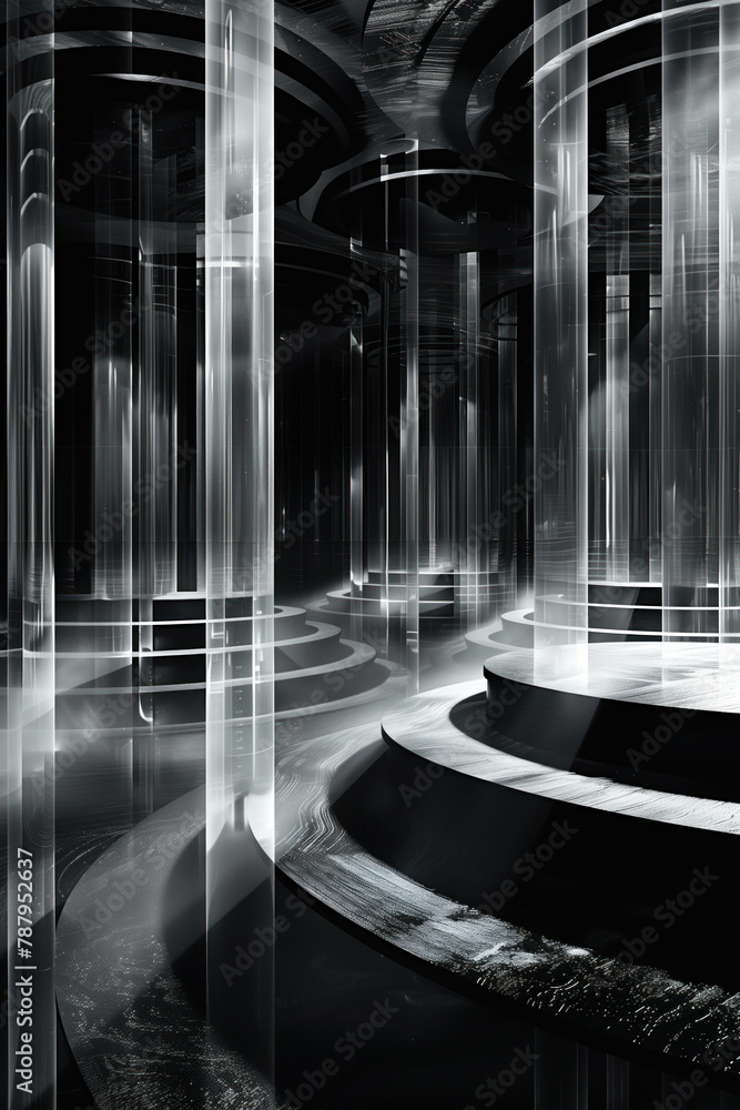 Poster Abstract background with reflections and caustics. Hi-tech. Futuristic background image. Created with Generative AI technology.