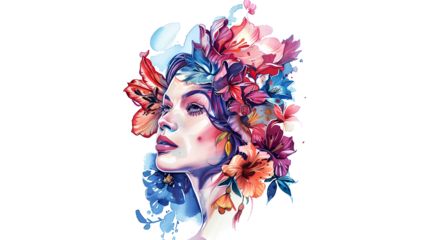 Drawing with flower art portrait plant isolated on a transparent background