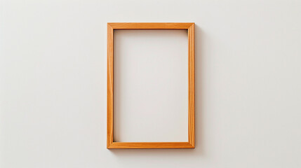 single wooden frame casting a shadow on a pure white background,