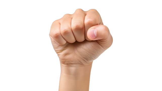 Girl hand fist up finger person adult isolated on a transparent background