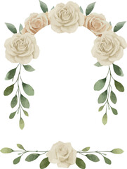 Watercolor vector Floral frame made in Neutral soft colors. Template space for text, message, greeting cards, invitation, wedding card, save the date, celebration, anniversary, birthday.