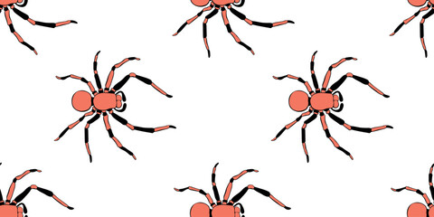 Vector seamless pattern of russet spiders in doodle flat style. Color background and texture of theme of insects, animals, halloween, phobias