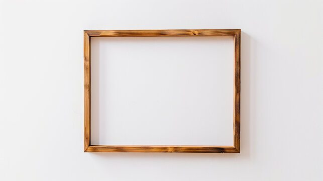 wooden frame on wall on white background