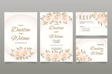 Wedding invitation template with peace roses